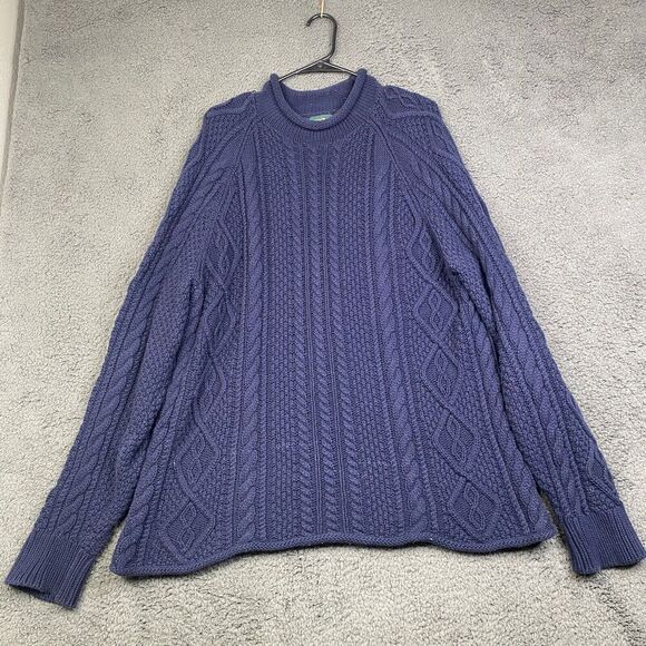 J Crew Always Roll Neck Hem Fisherman Cotton Sweater Men L Large Cable Knit - Picture 1 of 10